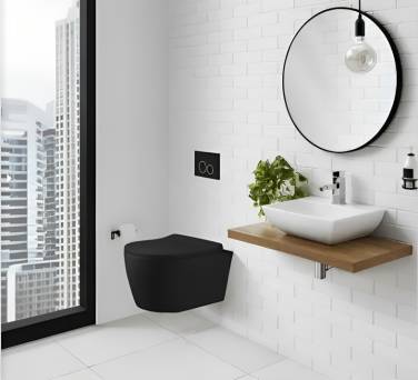 Ceruttispa SELLA Aria MBF подвесной безободковый, черный матовый, сиденье дюропласт быстросъемное с микролифтом CT10016 (485х360х360)