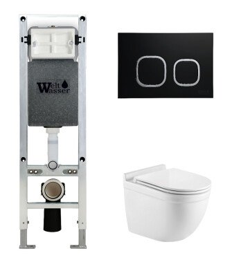 Унитаз с инсталляцией WeltWasser AMBERG 350 ST + HEIMBACH 043 GL-WT + AMBERG RD-BL