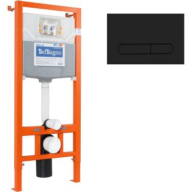 BelBagno BB001-120/BB007-PR-NERO.M с Черной матовой клавишей смыва