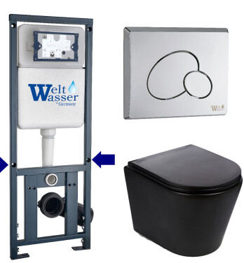 Унитаз с инсталляцией WeltWasser MARBERG 410 + SALZBACH 043 MT-BL + MAR 410 RD-CR