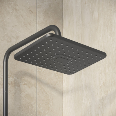 Grossman Style 500.K35.05.210 с верхним душем, ручной лейкой и смесителем, черный матовый