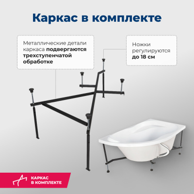 Aquanet Graciosa 150x90 L (с каркасом и фронтальной панелью)