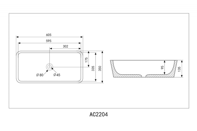 Abber Rechteck AC2204MB черная матовая