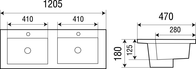 WELTWASSER DEILBACH 7506-1202 MT-BL 120,5x47,0 черный матовый