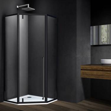 Vincea Penta VSP-3P900CLB, 900x900, черный, стекло прозрачное без поддона