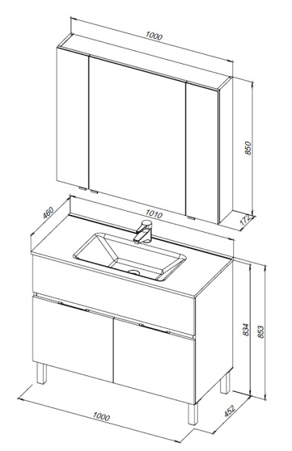 Aquanet Алвита New 100 1 ящик, 2 дверцы, белый матовый