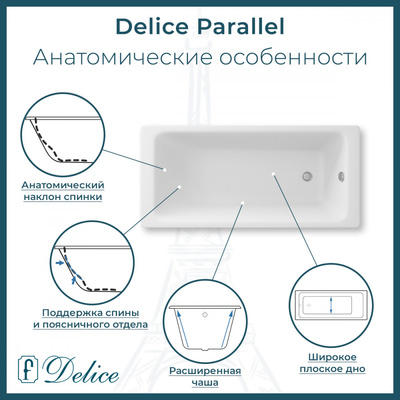 Delice Parallel 150х70 (в комплекте только ванна, без ножек и слива-перелива)