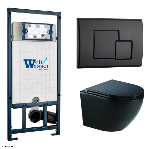 Унитаз с инсталляцией WeltWasser MARBERG 507 + MERZBACH 043 GL-BL + MAR 507 SE MT-BL