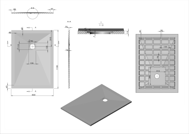 Vincea  VST-4SR8011A, 1100*800, антрацит