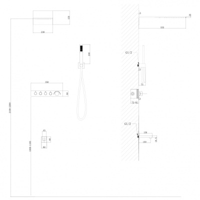 Abber Rund AF8753NG скрытого монтажа с изливом, термостат, никель