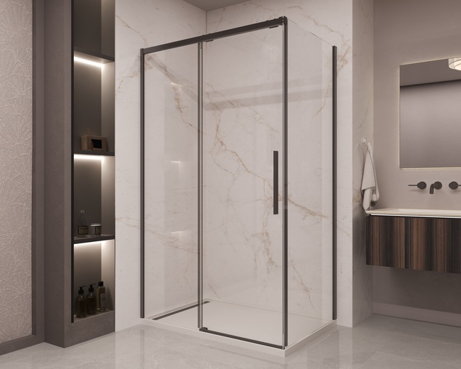 Vincea Stella VSR-1ST1011CLB, 1100*1000, черный, стекло прозрачное