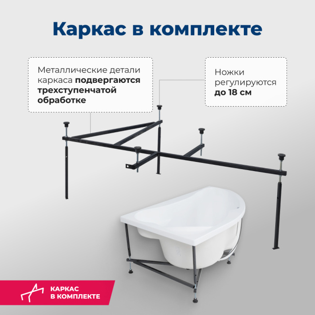Aquanet Capri 170x110 L (с каркасом)