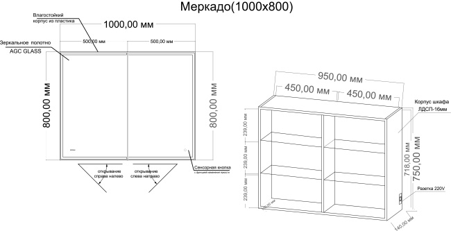 Grossman МЕРКАДО-100 см универсал. с LED подсветкой (201002)
