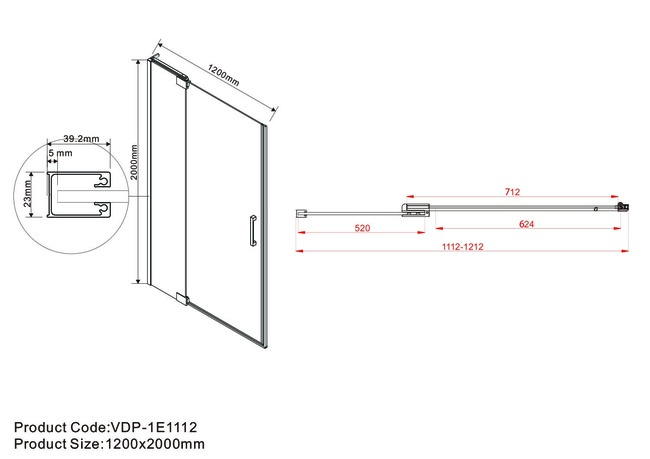 Vincea Extra VDP-1E1112CLGM, 1100/1200, вороненая сталь, стекло прозрачное