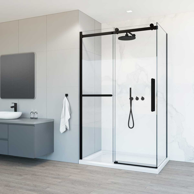 Vincea Como Soft VSR-1CS1011CLB, 1100*1000, черный, стекло прозрачное