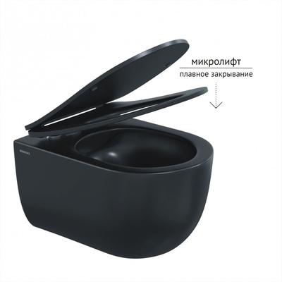 BERGES VENTAS Black Rimless 49 см, сиденье дюропласт Ventas Slim SO, микролифт, быстросъём(082136)