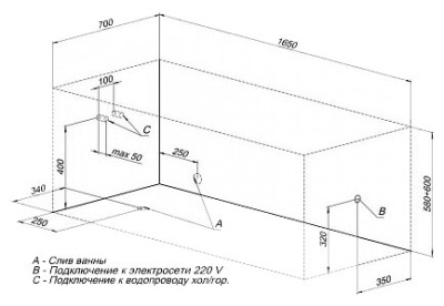 Aquanet Bright 165x70 (с каркасом)