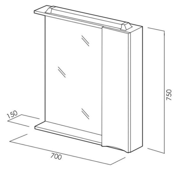 BelBagno Marino 70x75 MARINO-SPC-700/750-1A-BL-P-R правое с подсветкой