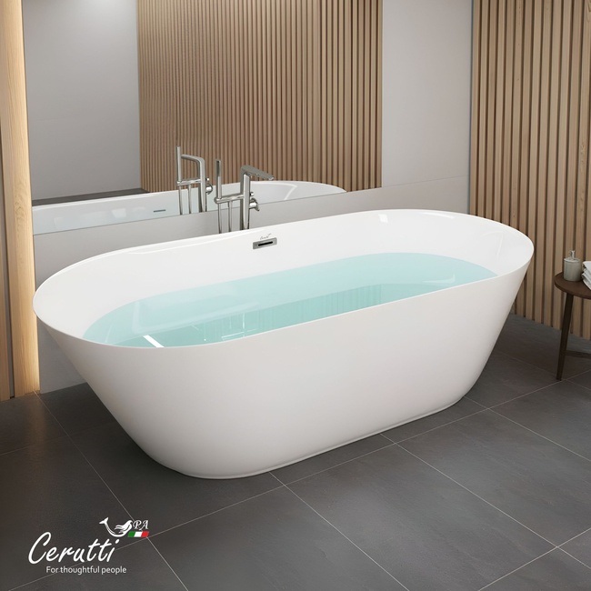 Ceruttispa COMO150 белая со сливом-переливом (1500x750x560)
