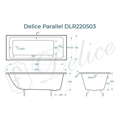 Delice Parallel 150х70 (в комплекте только ванна, без ножек и слива-перелива)