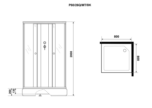 Niagara Promo P80/26Q/MT/BK (800х800х2000) 4 места
