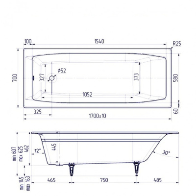 Delice Repos 170х70 с ручками и антискользящим покрытием DLR220508R-AS