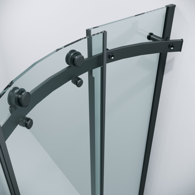 Grossman 301.K33.04.9090.21.00 Classic (90*90*195) полукруг,раздвижн,черн.матов,стекло прозрач без поддона