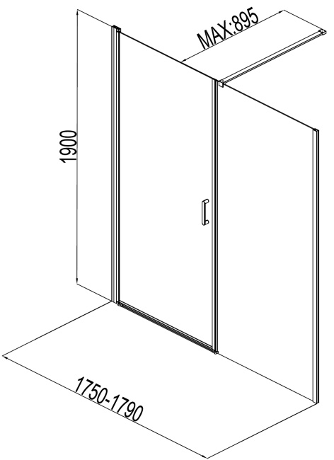 Aquanet Cinetic 180, прозрачное стекло (AE12-N-90H190U-CT + AE12-F-90H190U-CT)