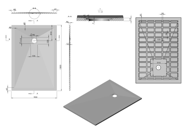 Vincea VST-4SR9013A, 1300x900, антрацит