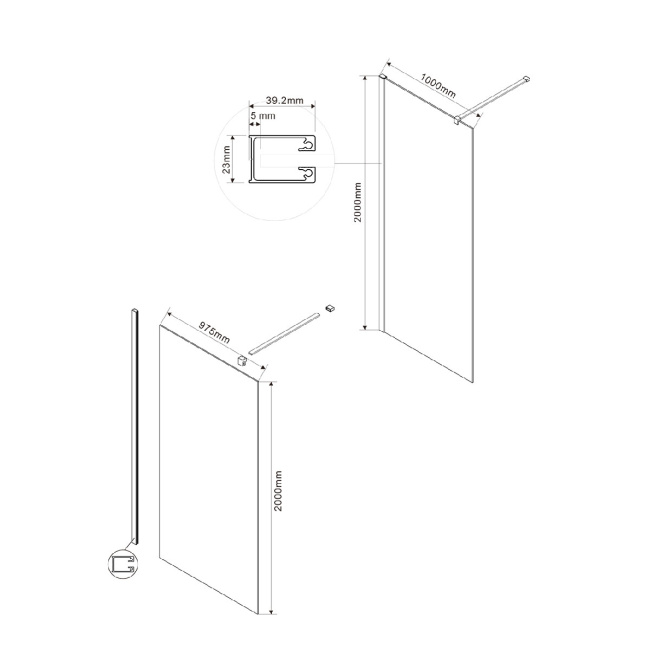 Vincea Walk-In VSW-1H100CGB, 1000x2000, черный матовый, стекло тонированное