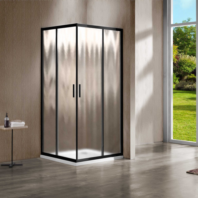 Vincea Garda VSS-1G900CHB, 900x900, черный, стекло шиншилла без поддона