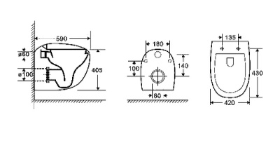 Унитаз с инсталляцией WeltWasser BAMBERG 545+JECKENBACH 004 GL-WT+BAMBERG BL белый/кнопка черная, безободковый, с крышкой микролифт